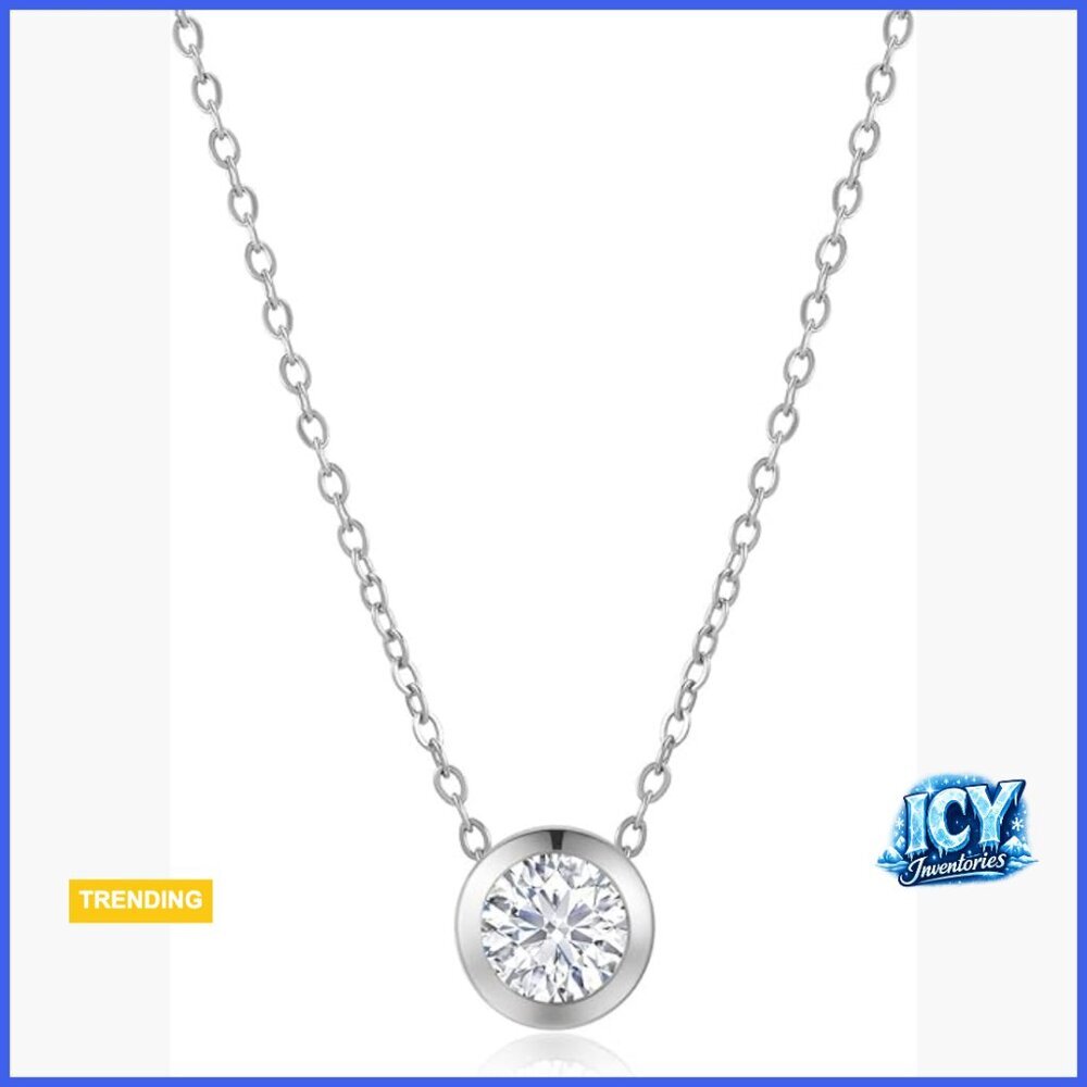 Solid 14k Gold Bezel Set Pendant Necklace with 0.25 Carat Lab Grown Diamond
